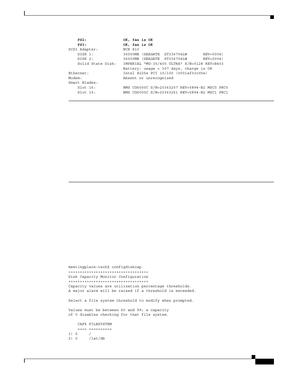 Enabling server disk capacity monitoring | Cisco 700 MHz User Manual | Page 83 / 134