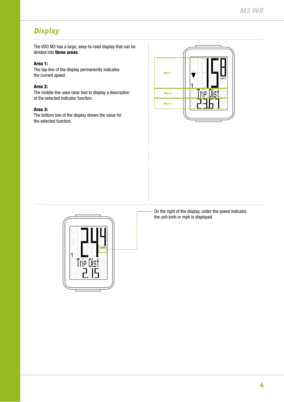 4m3 wr display | VDO M3WR User Manual | Page 4 / 39