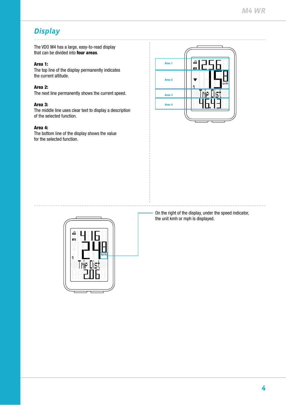 4m4 wr display | VDO M4WR User Manual | Page 4 / 52