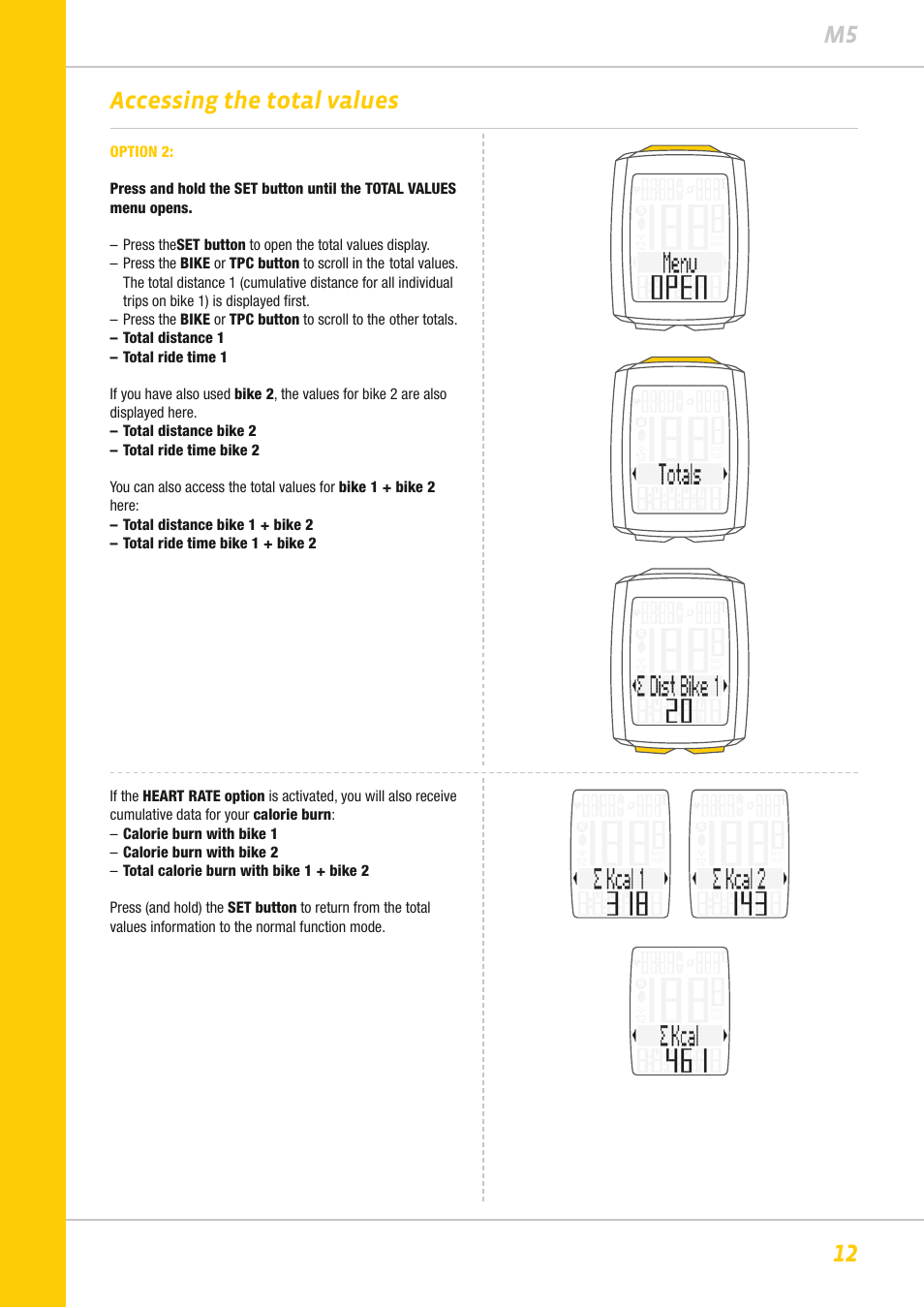 12 m5 accessing the total values | VDO M5WL User Manual | Page 12 / 61