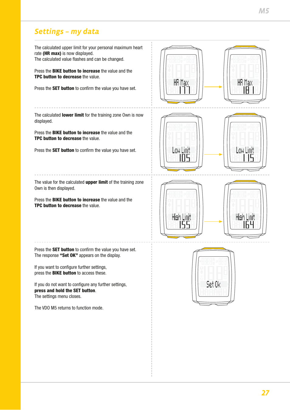 27 m5 settings – my data | VDO M5WL User Manual | Page 27 / 61