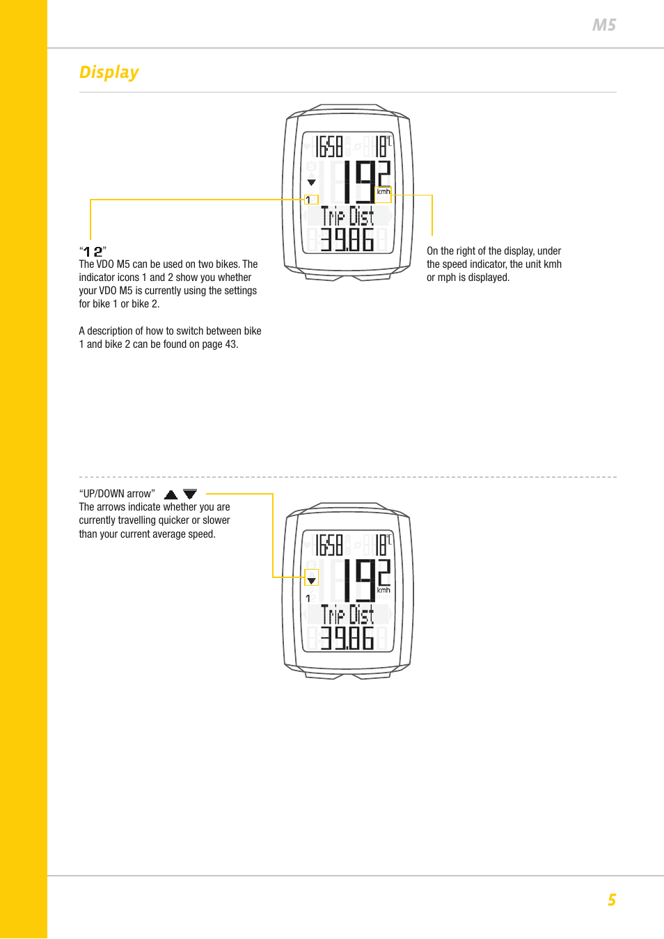 5m5 display | VDO M5WL User Manual | Page 5 / 61