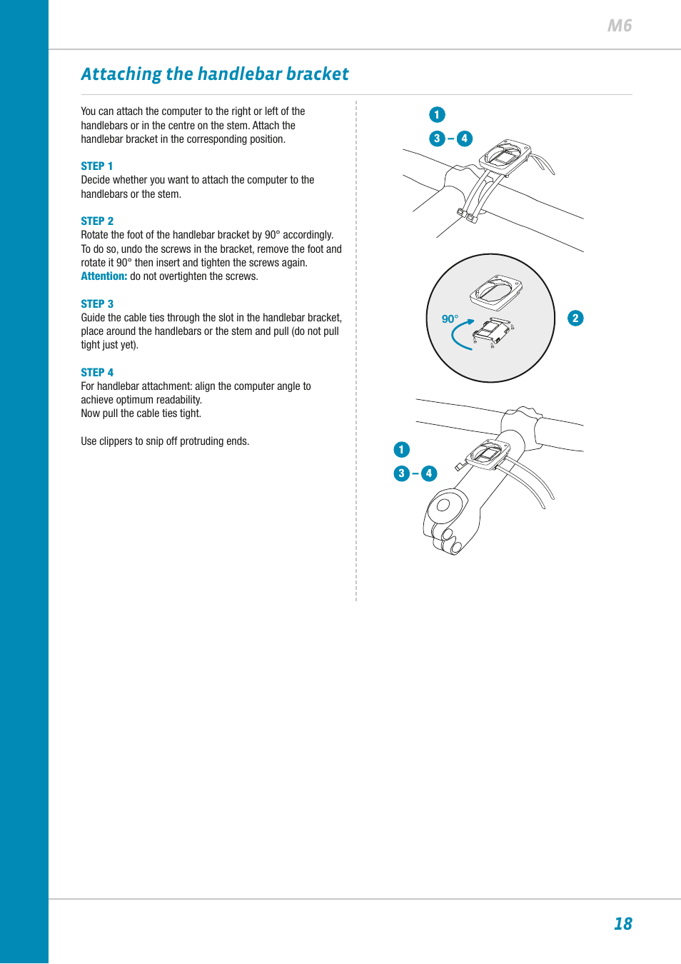 18 m6, Attaching the handlebar bracket | VDO M6WL User Manual | Page 18 / 87
