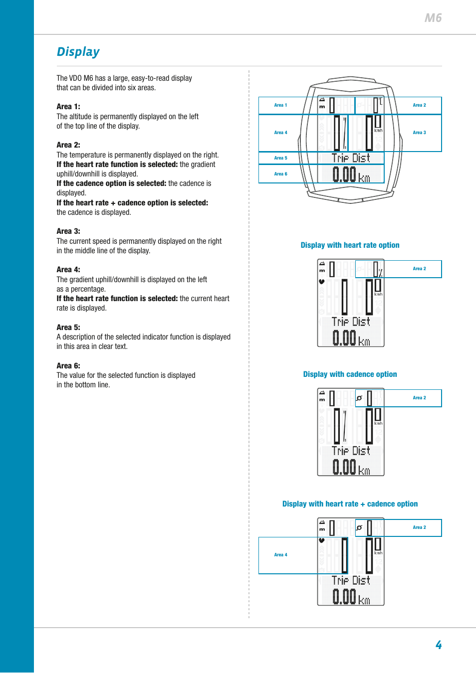 4m6 display | VDO M6WL User Manual | Page 4 / 87