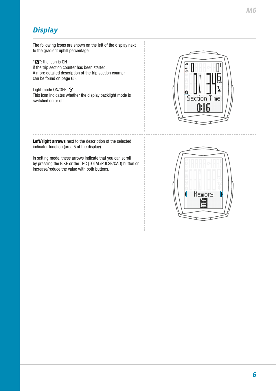 6m6 display | VDO M6WL User Manual | Page 6 / 87