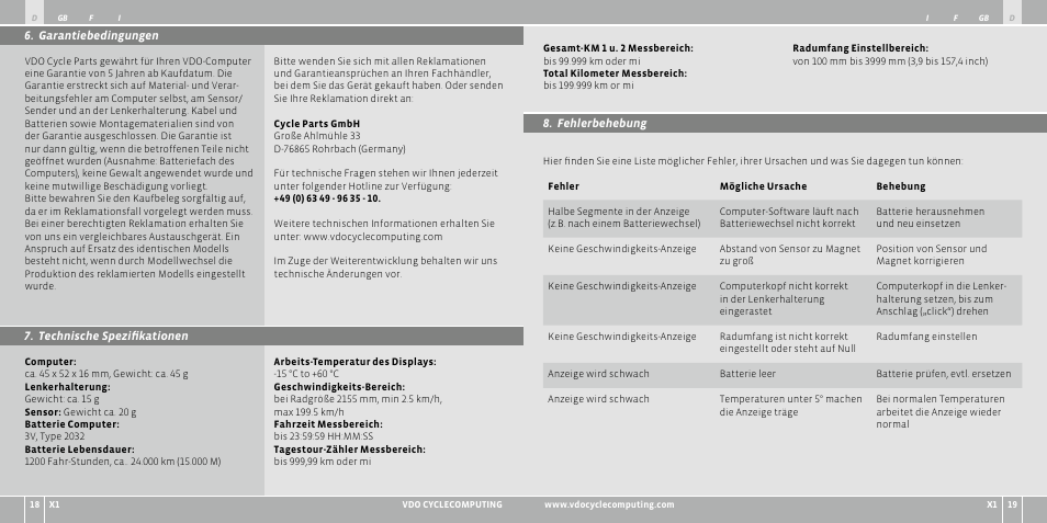 VDO WR X1 User Manual | Page 10 / 242