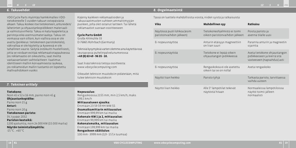 VDO WR X1 User Manual | Page 108 / 242