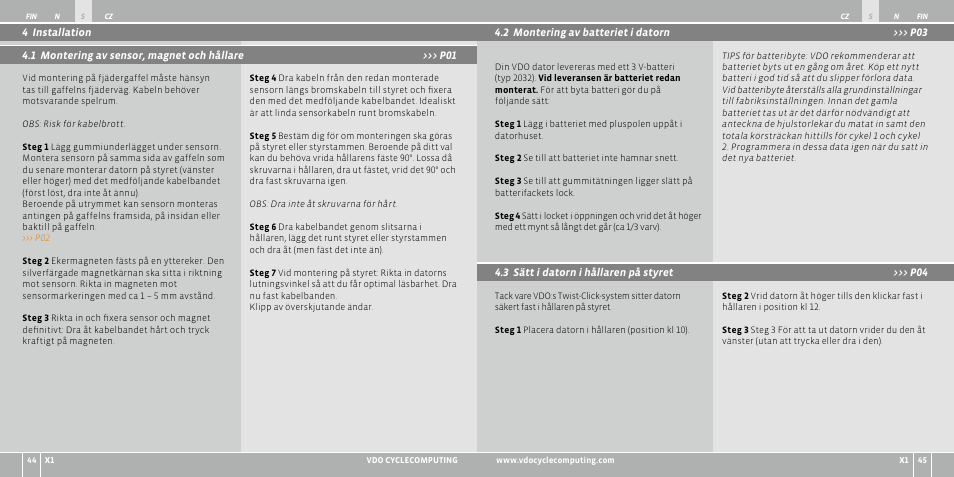 VDO WR X1 User Manual | Page 121 / 242