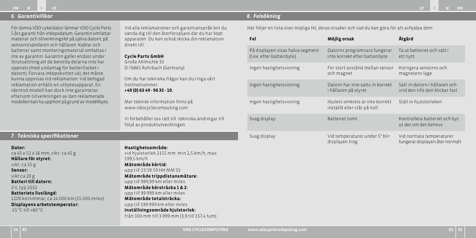 VDO WR X1 User Manual | Page 126 / 242
