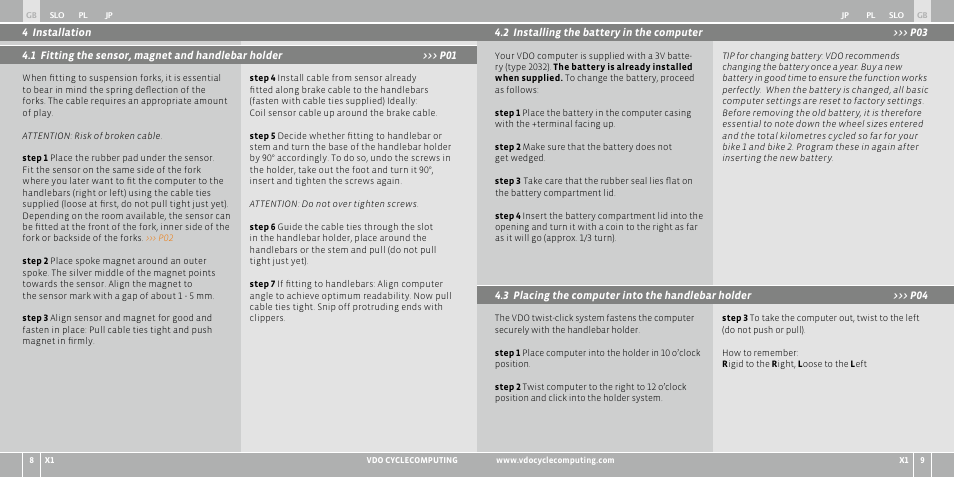 VDO WR X1 User Manual | Page 142 / 242