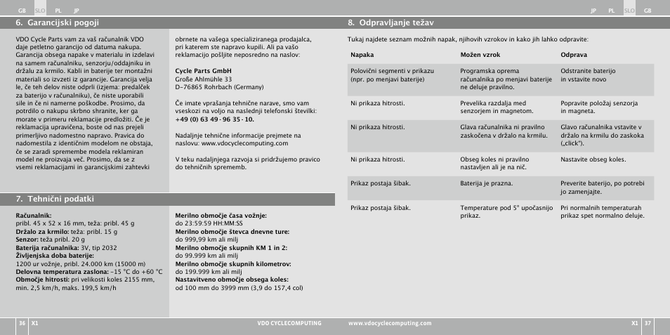 VDO WR X1 User Manual | Page 156 / 242