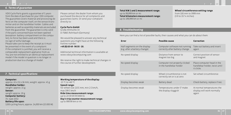VDO WR X1 User Manual | Page 19 / 242