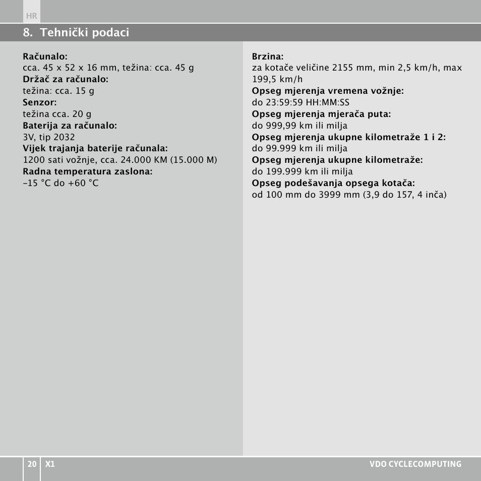 VDO WR X1 User Manual | Page 194 / 242