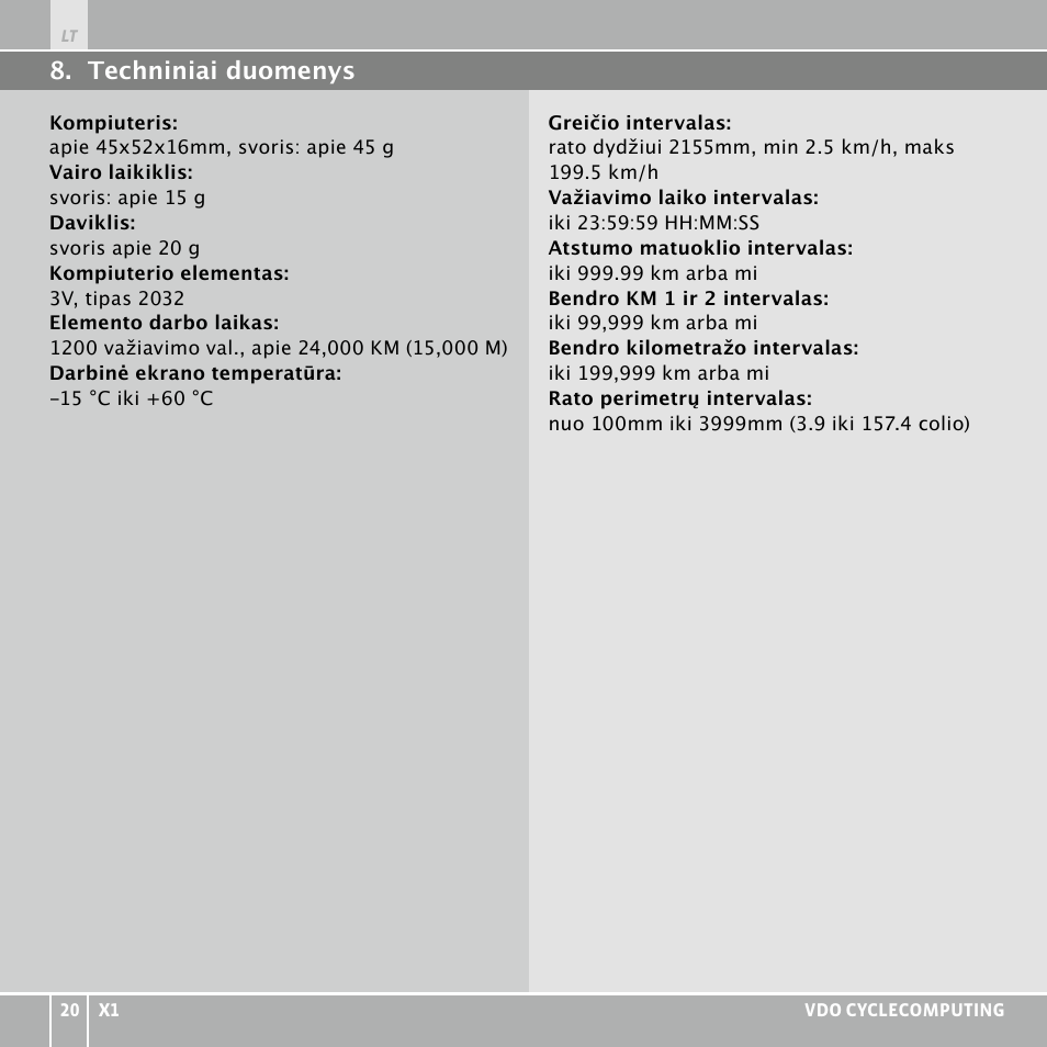 VDO WR X1 User Manual | Page 216 / 242