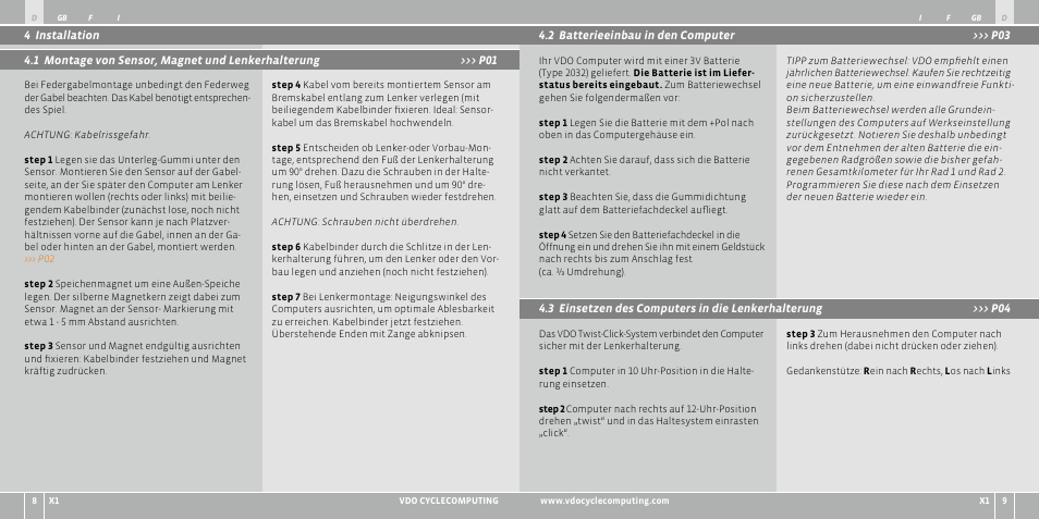 VDO WR X1 User Manual | Page 5 / 242