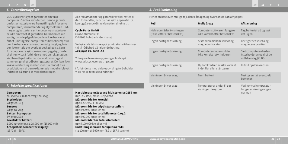 VDO WR X1 User Manual | Page 76 / 242