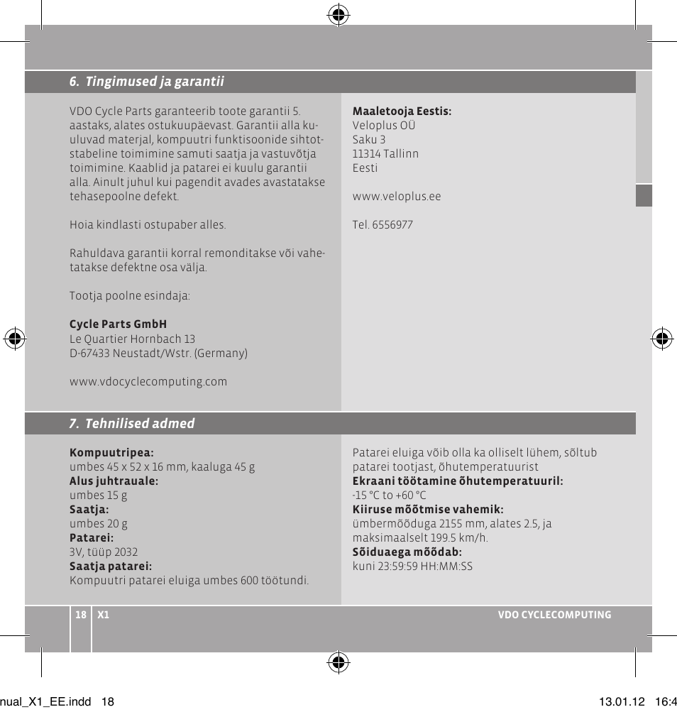 VDO WR X1 User Manual | Page 96 / 242