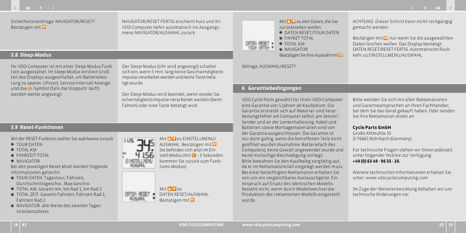 VDO WR X2 User Manual | Page 10 / 264