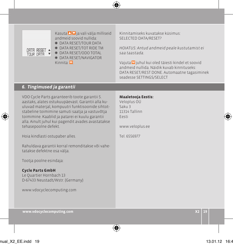 VDO WR X2 User Manual | Page 105 / 264