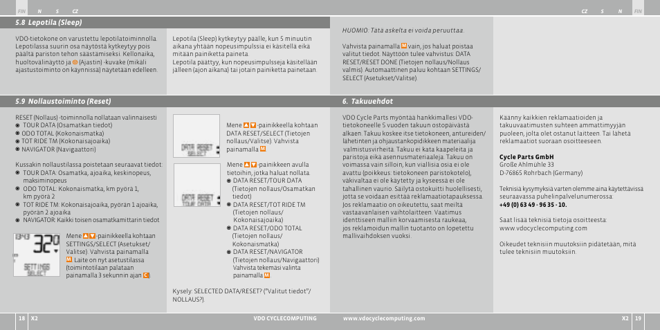 VDO WR X2 User Manual | Page 118 / 264