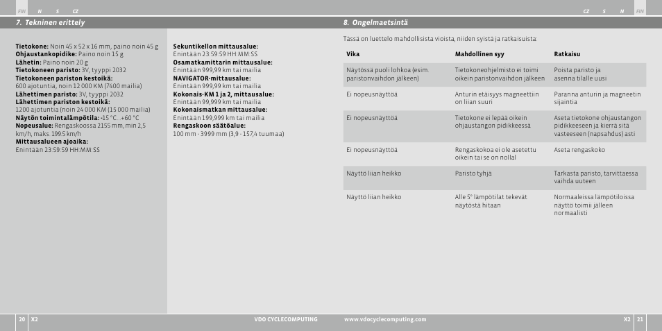 VDO WR X2 User Manual | Page 119 / 264