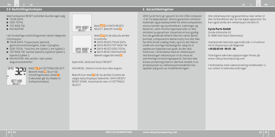 VDO WR X2 User Manual | Page 128 / 264