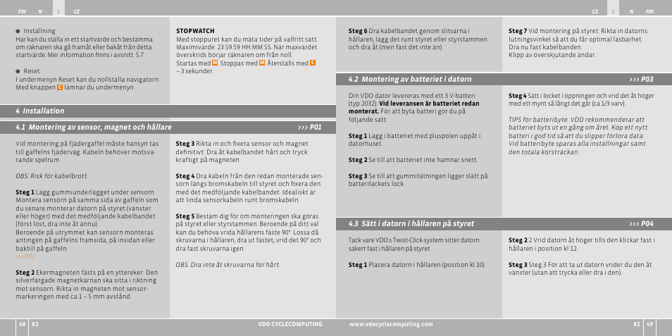 VDO WR X2 User Manual | Page 133 / 264