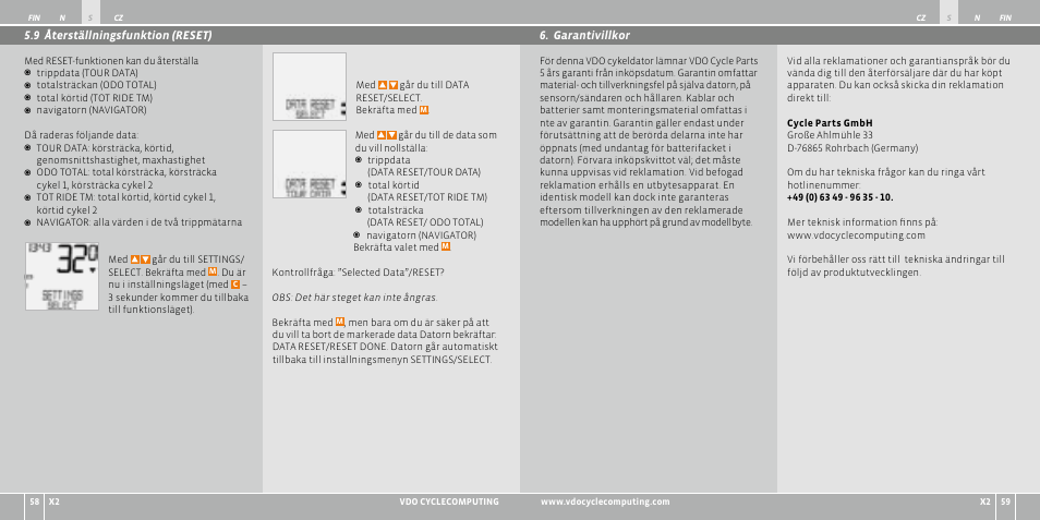 VDO WR X2 User Manual | Page 138 / 264