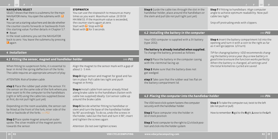 VDO WR X2 User Manual | Page 15 / 264