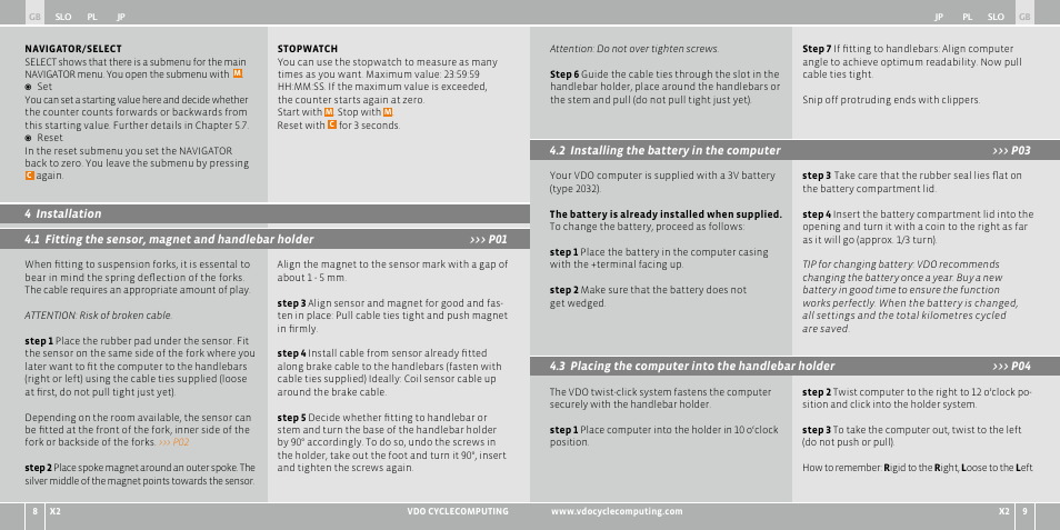 VDO WR X2 User Manual | Page 156 / 264