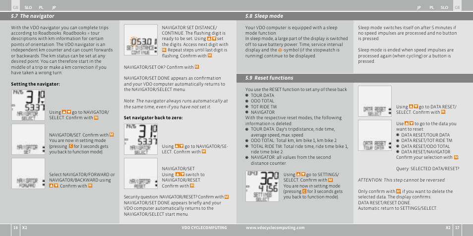 VDO WR X2 User Manual | Page 160 / 264