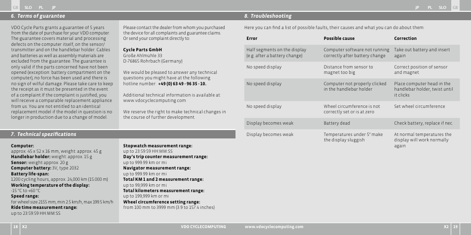 VDO WR X2 User Manual | Page 161 / 264