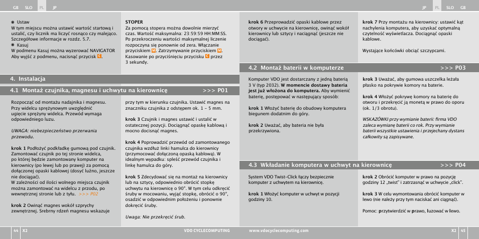 VDO WR X2 User Manual | Page 174 / 264