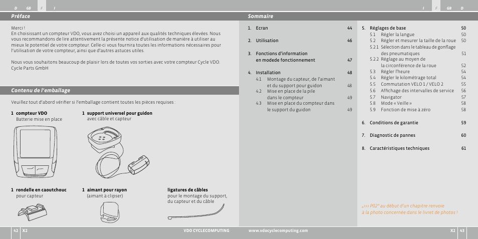 VDO WR X2 User Manual | Page 22 / 264