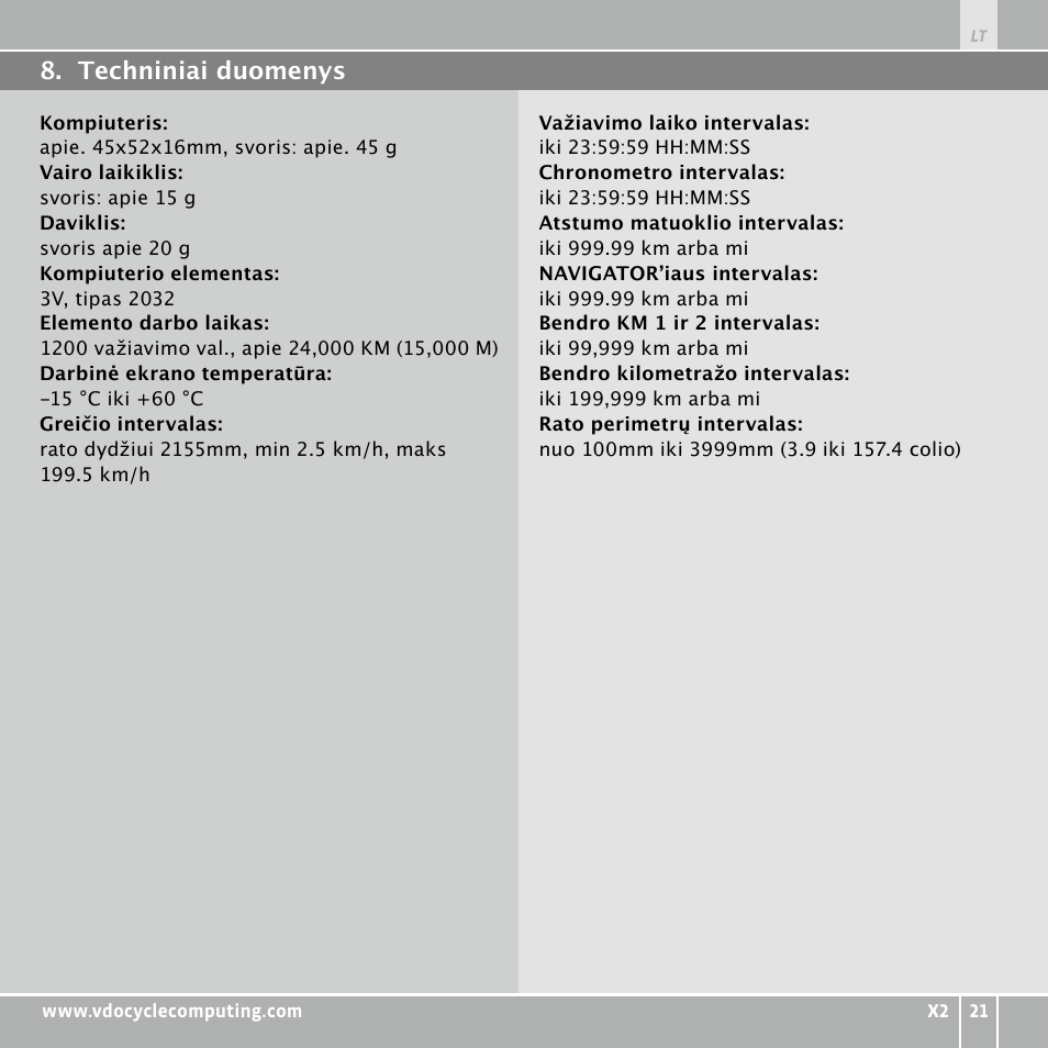 VDO WR X2 User Manual | Page 235 / 264