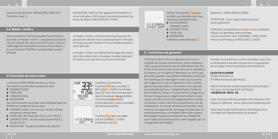 VDO WR X2 User Manual | Page 30 / 264