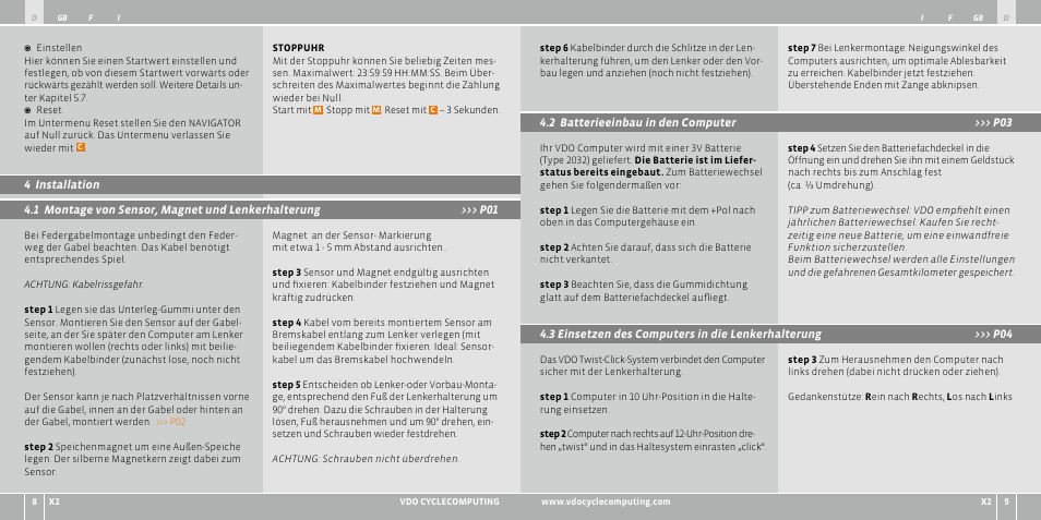 VDO WR X2 User Manual | Page 5 / 264