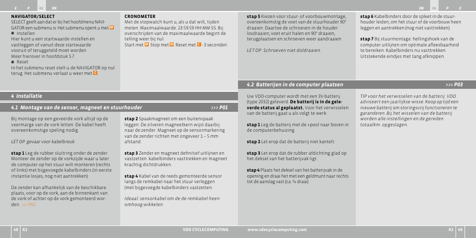 VDO WR X2 User Manual | Page 68 / 264