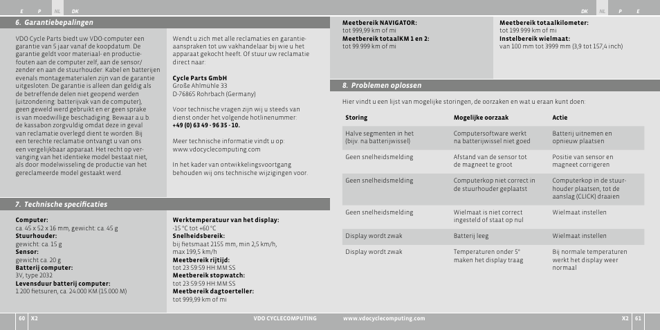 VDO WR X2 User Manual | Page 74 / 264