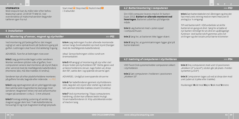 VDO WR X2 User Manual | Page 78 / 264