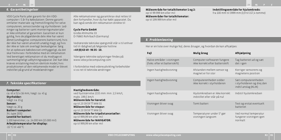 VDO WR X2 User Manual | Page 84 / 264