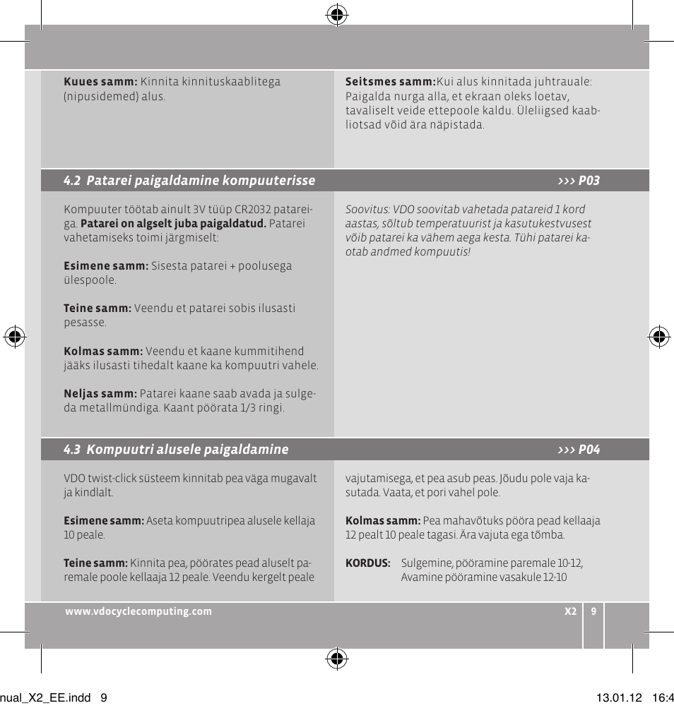 VDO WR X2 User Manual | Page 95 / 264