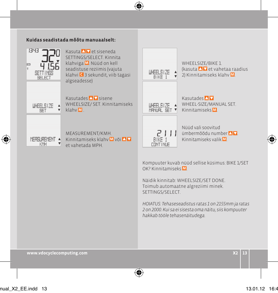 VDO WR X2 User Manual | Page 99 / 264