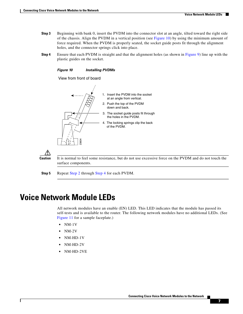 Voice network module leds | Cisco OL-12812-01 User Manual | Page 7 / 18