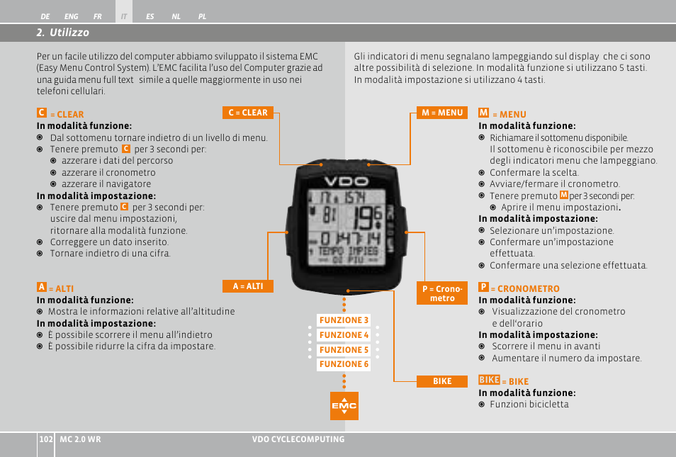 Utilizzo | VDO WR MC 2.0 User Manual | Page 102 / 228