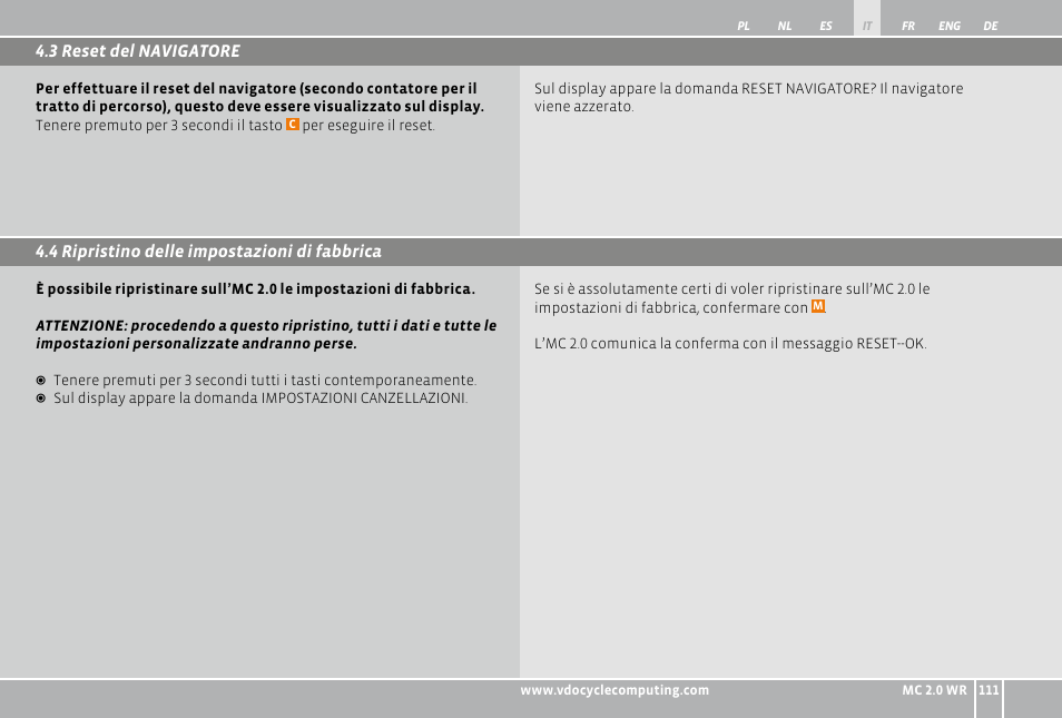 VDO WR MC 2.0 User Manual | Page 111 / 228