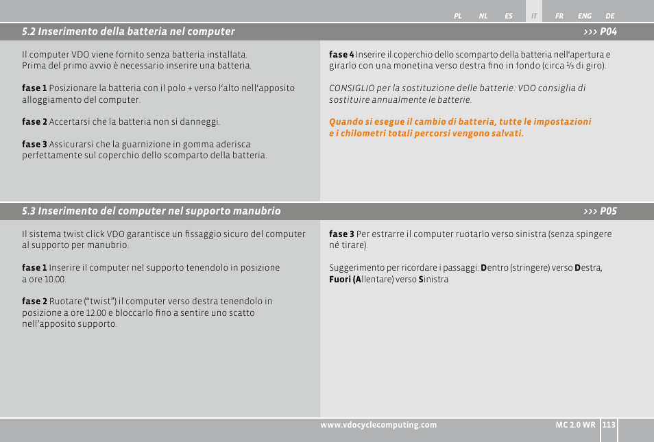 VDO WR MC 2.0 User Manual | Page 113 / 228