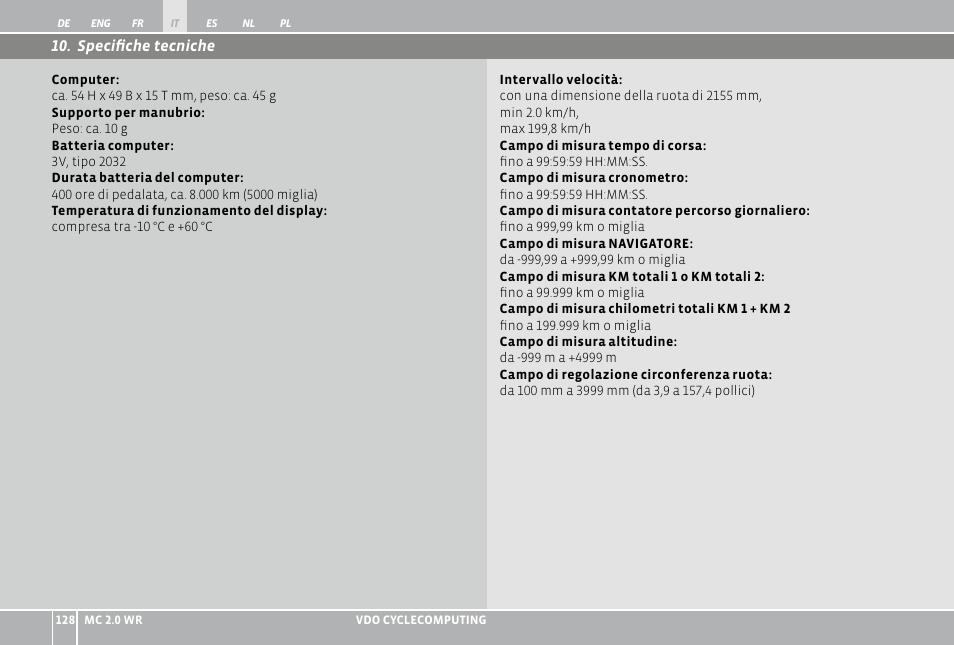 VDO WR MC 2.0 User Manual | Page 128 / 228
