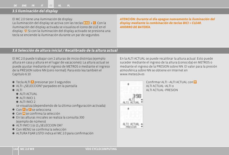 8 inicio/parada del cronómetro | VDO WR MC 2.0 User Manual | Page 140 / 228