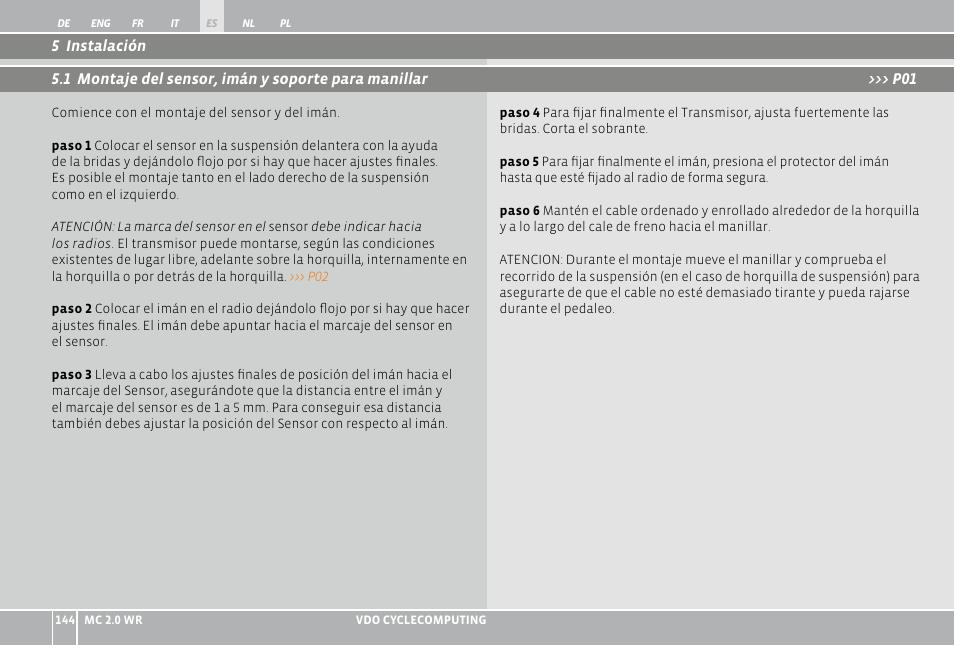 VDO WR MC 2.0 User Manual | Page 144 / 228